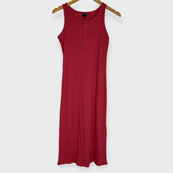 Art Class Bodycon Dress Girls Lg 10/12 Pink Ribbed Henley Sleeveless Slits NEW - Picture 1 of 9